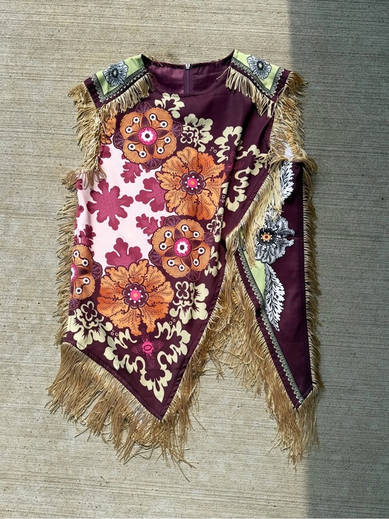 Tops - Asymmetrical Fringe Floral Paisley Blouse